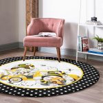 - RealHomes Dijital Baskılı Kaymaz Tabanlı Comfort Yuvarlak Halı - Realhomes  Siyah Puantiye li Arı Temalı Dijital Baskılı Modern Banyo Yıkanabilir Kaymaz Tabanlı Yuvarlak Halı Realhomes