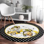 - RealHomes Dijital Baskılı Kaymaz Tabanlı Comfort Yuvarlak Halı - Realhomes  Siyah Puantiye li Arı Temalı Dijital Baskılı Modern Banyo Yıkanabilir Kaymaz Tabanlı Yuvarlak Halı Realhomes