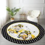 - RealHomes Dijital Baskılı Kaymaz Tabanlı Comfort Yuvarlak Halı - Realhomes  Siyah Puantiye li Arı Temalı Dijital Baskılı Modern Banyo Yıkanabilir Kaymaz Tabanlı Yuvarlak Halı Realhomes