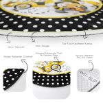 - RealHomes Dijital Baskılı Kaymaz Tabanlı Comfort Yuvarlak Halı - Realhomes  Siyah Puantiye li Arı Temalı Dijital Baskılı Modern Banyo Yıkanabilir Kaymaz Tabanlı Yuvarlak Halı Realhomes