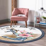 - RealHomes Dijital Baskılı Kaymaz Tabanlı Comfort Yuvarlak Halı - Realhomes Realhomes Dijital Baskılı Çapa Motifli Özel Tasarım Lacivert Outdoor Yıkanabilir Kaymaz Tabanlı Yuvarlak Kadife Halı Realhomes