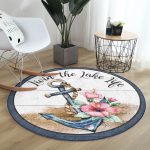 - RealHomes Dijital Baskılı Kaymaz Tabanlı Comfort Yuvarlak Halı - Realhomes Realhomes Dijital Baskılı Çapa Motifli Özel Tasarım Lacivert Outdoor Yıkanabilir Kaymaz Tabanlı Yuvarlak Kadife Halı Realhomes