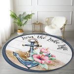 - RealHomes Dijital Baskılı Kaymaz Tabanlı Comfort Yuvarlak Halı - Realhomes Realhomes Dijital Baskılı Çapa Motifli Özel Tasarım Lacivert Outdoor Yıkanabilir Kaymaz Tabanlı Yuvarlak Kadife Halı Realhomes