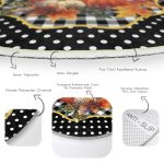 - RealHomes Dijital Baskılı Kaymaz Tabanlı Comfort Yuvarlak Halı - Realhomes  Siyah Puantiyeli Kabak Tasarımlı Dijital Baskılı Modern Turuncu Outdoor Yıkanabilir Kaymaz Tabanlı Yuvarlak Halı Realhomes