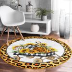 - RealHomes Dijital Baskılı Kaymaz Tabanlı Comfort Yuvarlak Halı - Realhomes  Realhomes Leopar Desenli Kabak Temalı Modern Turuncu Outdoor Yıkanabilir Kaymaz Tabanlı Yuvarlak Halı Realhomes