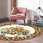 - RealHomes Dijital Baskılı Kaymaz Tabanlı Comfort Yuvarlak Halı - Realhomes  Realhomes Leopar Desenli Kabak Temalı Modern Turuncu Outdoor Yıkanabilir Kaymaz Tabanlı Yuvarlak Halı Realhomes