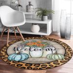 - RealHomes Dijital Baskılı Kaymaz Tabanlı Comfort Yuvarlak Halı - Realhomes Realhomes Leopar Tasarımlı Kabak Temalı Welcome Renkli Outdoor Yıkanabilir Kaymaz Tabanlı Yuvarlak Halı Realhomes