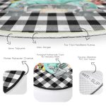 - RealHomes Dijital Baskılı Kaymaz Tabanlı Comfort Yuvarlak Halı - Realhomes  Siyah Beyaz Ekose Tasarımlı Kabaklı Araba Modern Renkli Outdoor Yıkanabilir Kaymaz Tabanlı Yuvarlak Halı Realhomes