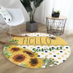 - RealHomes Dijital Baskılı Kaymaz Tabanlı Comfort Yuvarlak Halı - Realhomes  Realhomes Dijital Baskılı Hello Summer Özel Tasarımlı Gold Outdoor Yıkanabilir Kaymaz Tabanlı Yuvarlak Kadife Halı Realhomes