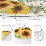 - RealHomes Dijital Baskılı Kaymaz Tabanlı Comfort Yuvarlak Halı - Realhomes  Realhomes Dijital Baskılı Hello Summer Özel Tasarımlı Gold Outdoor Yıkanabilir Kaymaz Tabanlı Yuvarlak Kadife Halı Realhomes