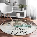 - RealHomes Dijital Baskılı Kaymaz Tabanlı Comfort Yuvarlak Halı - Realhomes Realhomes Kar Temalı Hello Winter Tasarımlı Kahverengi Outdoor Yıkanabilir Kaymaz Tabanlı Yuvarlak Halı Realhomes