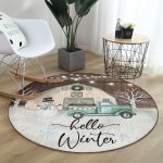 - RealHomes Dijital Baskılı Kaymaz Tabanlı Comfort Yuvarlak Halı - Realhomes Realhomes Kar Temalı Hello Winter Tasarımlı Kahverengi Outdoor Yıkanabilir Kaymaz Tabanlı Yuvarlak Halı Realhomes