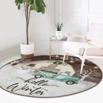 - RealHomes Dijital Baskılı Kaymaz Tabanlı Comfort Yuvarlak Halı - Realhomes Realhomes Kar Temalı Hello Winter Tasarımlı Kahverengi Outdoor Yıkanabilir Kaymaz Tabanlı Yuvarlak Halı Realhomes