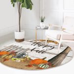 - RealHomes Dijital Baskılı Kaymaz Tabanlı Comfort Yuvarlak Halı - Realhomes  Realhomes Kabak Tasarımlı Dijital Baskılı Kahverengi Outdoor Yıkanabilir Kaymaz Tabanlı Yuvarlak Halı Realhomes