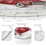 Realhomes Aşk Temalı Ekose Motifli Araba Bordo Outdoor Yıkanabilir Kaymaz Tabanlı Yuvarlak Kadife Halı Realhomes