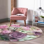 - RealHomes Dijital Baskılı Kaymaz Tabanlı Comfort Yuvarlak Halı - Realhomes Realhomes Pembe Güller Dijital Baskılı Salon ve Oturma Odası Yıkanabilir Kaymaz Tabanlı Yuvarlak Halı Realhomes
