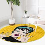 - RealHomes Dijital Baskılı Kaymaz Tabanlı Comfort Yuvarlak Halı - Realhomes  Realhomes Pop Art Resimli Dijital Baskılı Pembe Çocuk ve Genç Odası Yıkanabilir Kaymaz Tabanlı Yuvarlak Halı Realhomes