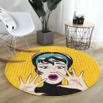 - RealHomes Dijital Baskılı Kaymaz Tabanlı Comfort Yuvarlak Halı - Realhomes  Realhomes Pop Art Resimli Dijital Baskılı Pembe Çocuk ve Genç Odası Yıkanabilir Kaymaz Tabanlı Yuvarlak Halı Realhomes