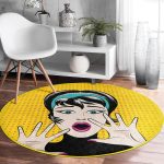 - RealHomes Dijital Baskılı Kaymaz Tabanlı Comfort Yuvarlak Halı - Realhomes  Realhomes Pop Art Resimli Dijital Baskılı Pembe Çocuk ve Genç Odası Yıkanabilir Kaymaz Tabanlı Yuvarlak Halı Realhomes