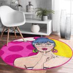 - RealHomes Dijital Baskılı Kaymaz Tabanlı Comfort Yuvarlak Halı - Realhomes  Realhomes Pop Art Dijital Baskılı Pembe Çocuk ve Genç Odası Yıkanabilir Kaymaz Tabanlı Yuvarlak Halı Realhomes