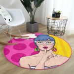 - RealHomes Dijital Baskılı Kaymaz Tabanlı Comfort Yuvarlak Halı - Realhomes  Realhomes Pop Art Dijital Baskılı Pembe Çocuk ve Genç Odası Yıkanabilir Kaymaz Tabanlı Yuvarlak Halı Realhomes