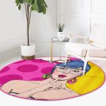 - RealHomes Dijital Baskılı Kaymaz Tabanlı Comfort Yuvarlak Halı - Realhomes  Realhomes Pop Art Dijital Baskılı Pembe Çocuk ve Genç Odası Yıkanabilir Kaymaz Tabanlı Yuvarlak Halı Realhomes