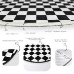 - RealHomes Dijital Baskılı Kaymaz Tabanlı Comfort Yuvarlak Halı - Realhomes  Realhomes Dijital Baskılı Siyah Beyaz Ekose Desenli Ofis Yıkanabilir Kaymaz Tabanlı Yuvarlak Kadife Halı Realhomes