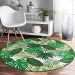 - RealHomes Dijital Baskılı Kaymaz Tabanlı Comfort Yuvarlak Halı - Realhomes Realhomes Yaprak Motifli Dijital Baskılı Yeşil Outdoor Yıkanabilir Kaymaz Tabanlı Yuvarlak Halı Realhomes