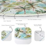 Realhomes Dijital Baskılı Palmiye Çizim Yeşil Outdoor Yıkanabilir Kaymaz Tabanlı Yuvarlak Kadife Halı Realhomes