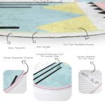 - RealHomes Dijital Baskılı Kaymaz Tabanlı Comfort Yuvarlak Halı - Realhomes Realhomes Dijital Baskılı Modern Geometrik Şekiller Renkli Banyo Yıkanabilir Kaymaz Tabanlı Yuvarlak Kadife Halı Realhomes