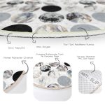 Yuvarlak Desenli Modern Dijital Baskılı Gri Salon ve Oturma Odası Yıkanabilir Kaymaz Tabanlı Halı Realhomes