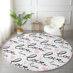 - RealHomes Dijital Baskılı Kaymaz Tabanlı Comfort Yuvarlak Halı - Realhomes Realhomes Love Baskılı Pembe Kalpli Modern Yatak Odası Yıkanabilir Kaymaz Tabanlı Yuvarlak Halı Realhomes