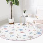 - RealHomes Dijital Baskılı Kaymaz Tabanlı Comfort Yuvarlak Halı - Realhomes  Realhomes Özel Tasarım Çiçek Desenli Modern Renkli Banyo Yıkanabilir Kaymaz Tabanlı Yuvarlak Halı Realhomes