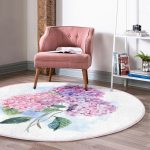 - RealHomes Dijital Baskılı Kaymaz Tabanlı Comfort Yuvarlak Halı - Realhomes  Ortanca Çiçeği Figürlü Özel Tasarım Dijital Baskılı Modern Pembe Banyo Yıkanabilir Kaymaz Tabanlı Yuvarlak Halı Realhomes