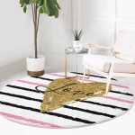 Love Yaldızlı Kalp Desenli Dijital Baskılı Modern Pembe Yatak Odası Yıkanabilir Kaymaz Tabanlı Yuvarlak Halı Realhomes