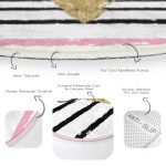 Love Yaldızlı Kalp Desenli Dijital Baskılı Modern Pembe Yatak Odası Yıkanabilir Kaymaz Tabanlı Yuvarlak Halı Realhomes