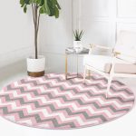 - RealHomes Dijital Baskılı Kaymaz Tabanlı Comfort Yuvarlak Halı - Realhomes  Renkli Zikzak Desenli Dijital Baskılı Pembe Çocuk ve Genç Odası Yıkanabilir Kaymaz Tabanlı Yuvarlak Halı Realhomes