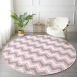 - RealHomes Dijital Baskılı Kaymaz Tabanlı Comfort Yuvarlak Halı - Realhomes  Renkli Zikzak Desenli Dijital Baskılı Pembe Çocuk ve Genç Odası Yıkanabilir Kaymaz Tabanlı Yuvarlak Halı Realhomes