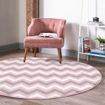 - RealHomes Dijital Baskılı Kaymaz Tabanlı Comfort Yuvarlak Halı - Realhomes  Renkli Zikzak Desenli Dijital Baskılı Pembe Çocuk ve Genç Odası Yıkanabilir Kaymaz Tabanlı Yuvarlak Halı Realhomes