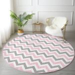 - RealHomes Dijital Baskılı Kaymaz Tabanlı Comfort Yuvarlak Halı - Realhomes  Modern Renkli Zikzak Desenli Dijital Baskılı Pembe Çocuk ve Genç Odası Yıkanabilir Kaymaz Tabanlı Yuvarlak Halı Realhomes