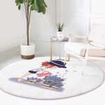 - RealHomes Dijital Baskılı Kaymaz Tabanlı Comfort Yuvarlak Halı - Realhomes  Realhomes Kız Temalı Dijital Baskılı Lacivert Çocuk ve Genç Odası Yıkanabilir Kaymaz Tabanlı Yuvarlak Halı Realhomes