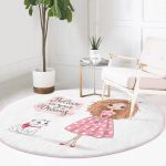 - RealHomes Dijital Baskılı Kaymaz Tabanlı Comfort Yuvarlak Halı - Realhomes  Sevimli Kız Motifli Dijital Baskılı Pembe Çocuk ve Genç Odası Yıkanabilir Kaymaz Tabanlı Yuvarlak Halı Realhomes