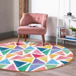 - RealHomes Dijital Baskılı Kaymaz Tabanlı Comfort Yuvarlak Halı - Realhomes Renkli Geometrik Resimli Dijital Baskılı Modern Banyo Yıkanabilir Kaymaz Tabanlı Yuvarlak Halı Realhomes