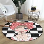 - RealHomes Dijital Baskılı Kaymaz Tabanlı Comfort Yuvarlak Halı - Realhomes Damalı Fashion Girl Dijital Baskılı Modern Renkli Çocuk ve Genç Odası Yıkanabilir Kaymaz Tabanlı Yuvarlak Halı Realhomes