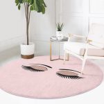 - RealHomes Dijital Baskılı Kaymaz Tabanlı Comfort Yuvarlak Halı - Realhomes  Realhomes Modern Kirpik Dijital Baskılı Pembe Yatak Odası Yıkanabilir Kaymaz Tabanlı Yuvarlak Kadife Halı Realhomes