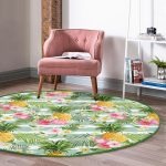 - RealHomes Dijital Baskılı Kaymaz Tabanlı Comfort Yuvarlak Halı - Realhomes Realhomes Tropik Bitki Desenli Dijital Baskılı Yeşil Outdoor Yıkanabilir Kaymaz Tabanlı Yuvarlak Halı Realhomes