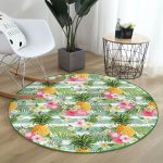 - RealHomes Dijital Baskılı Kaymaz Tabanlı Comfort Yuvarlak Halı - Realhomes Realhomes Tropik Bitki Desenli Dijital Baskılı Yeşil Outdoor Yıkanabilir Kaymaz Tabanlı Yuvarlak Halı Realhomes