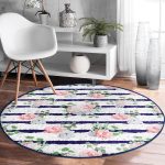 - RealHomes Dijital Baskılı Kaymaz Tabanlı Comfort Yuvarlak Halı - Realhomes  Realhomes Gül Demeti Desenli Dijital Baskılı Lacivert Yatak Odası Yıkanabilir Kaymaz Tabanlı Yuvarlak Halı Realhomes