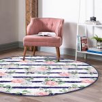 - RealHomes Dijital Baskılı Kaymaz Tabanlı Comfort Yuvarlak Halı - Realhomes  Realhomes Gül Demeti Desenli Dijital Baskılı Lacivert Yatak Odası Yıkanabilir Kaymaz Tabanlı Yuvarlak Halı Realhomes