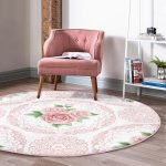 - RealHomes Dijital Baskılı Kaymaz Tabanlı Comfort Yuvarlak Halı - Realhomes  Realhomes Hint Motifli Gül Desenli Dijital Baskılı Pembe Yatak Odası Yıkanabilir Kaymaz Tabanlı Yuvarlak Halı Realhomes